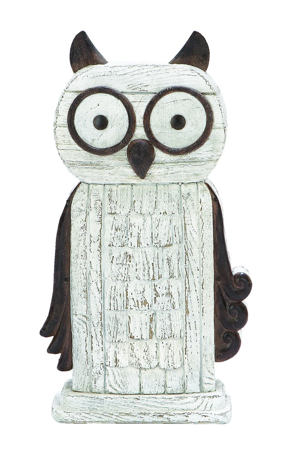 Whimsical Perching Owl décor In White Polyresin