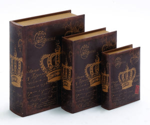 Wooden Book Box with Rich Design and Natural Texture (Set of 3)