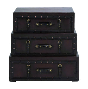 Rich Design and Natural Texture Wooden Leather Trunk Cabinet