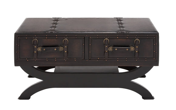 The Classy Wood Leather Coffee Table