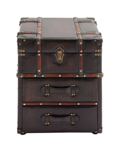 The Rich Wood Leather Side Table Chest