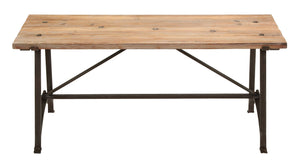 Restoration Metal Wood Bench 41"W, 18"H