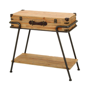 Metal Wood Chest Table 32"W, 30"H Accent Collection