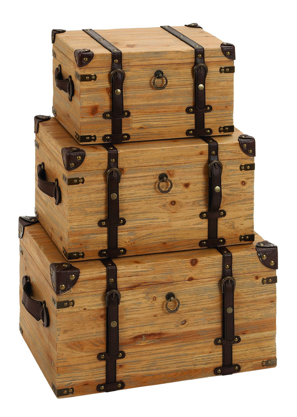 Vintage Look - Wood Trunk Set/3 22