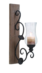 Metal Wood Sconce 24"H, 6"W