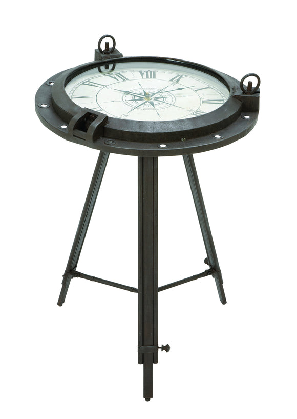 Vintage Porthole Clock Themed End Table