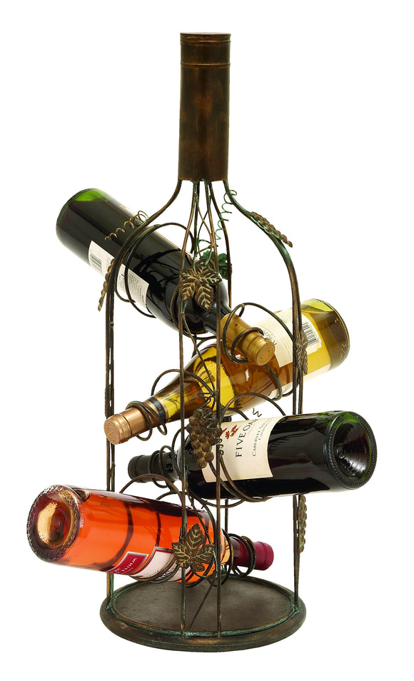 Wine Bottle Shaped Wine Rack Stand With 4 Slots