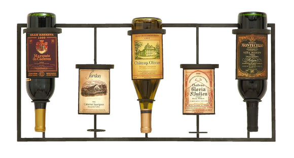 Wine Label Themed Wine Rack With 5 Slots