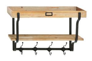 Functional Multi Level Wall Shelf And Hooks