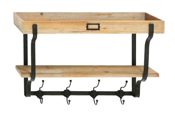 Functional Multi Level Wall Shelf And Hooks