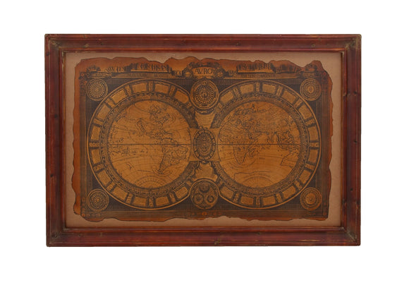 Wall Art With Ancient 17th Century World Map