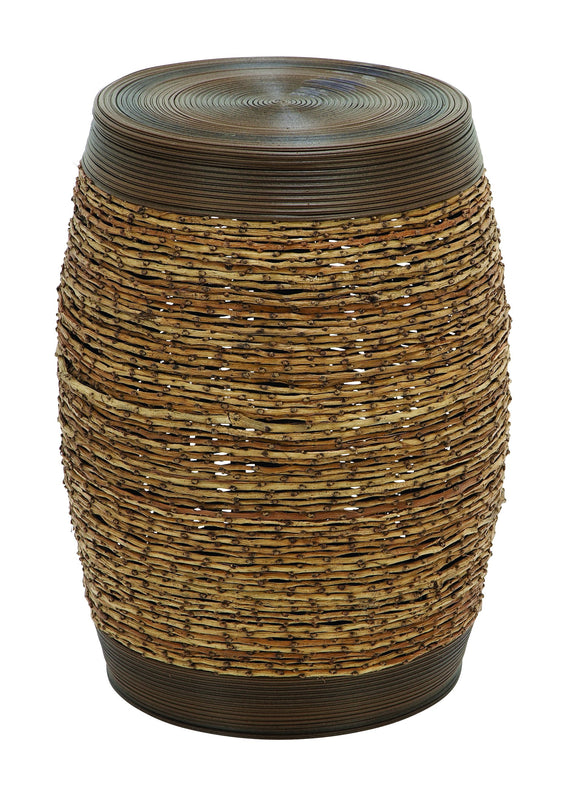Bamboo Weave Stool In Unique Barrel Shape