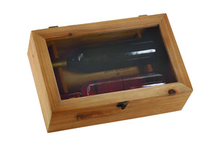 Rectangular Wood Wine Box with a Metal Lock