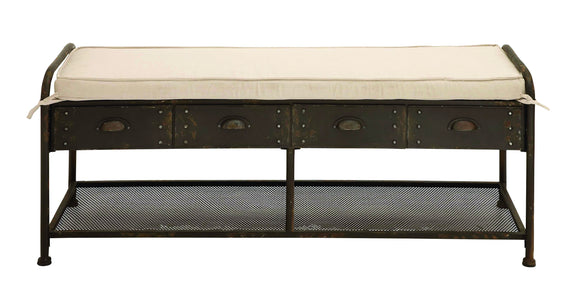 Metal Fabric Bench in Brown Colored with Metallic Base