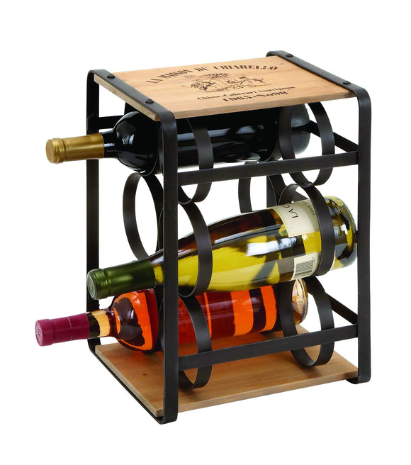 Wine Holder in Brown Colored Metal Frame