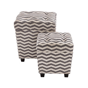 The Funky Set of 2 Wood Fabric Ottoman