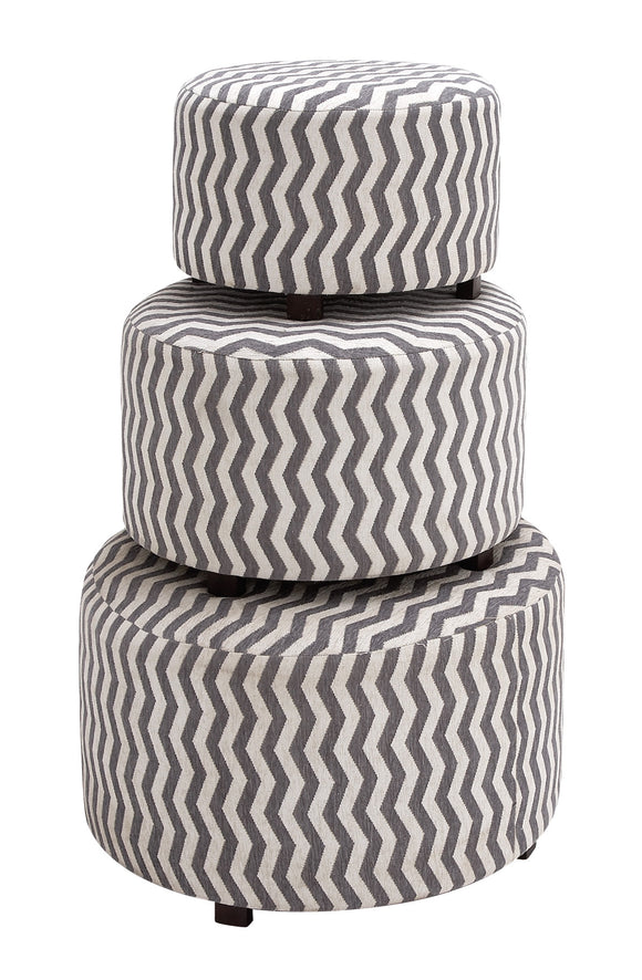 The Impressive Set of 3 Wood Fabric Ottoman