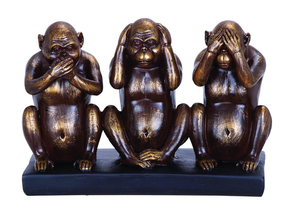 Chimp Speak, See, Hear No Evil Sculpture In Polystone