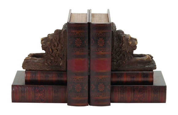 WOOD LEATHER BOOKEND PAIR FOR READING PLACES