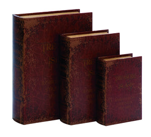 WOOD LEATHER BOOK BOX S/3 ANYTIME BEST BUY