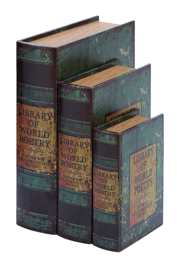 Faux Book Box Set With Library Of World Poetry Theme