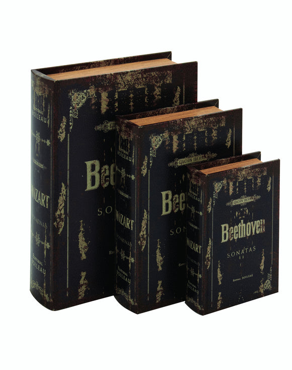 Beethoven Themed Set of Three Leather Book Boxes