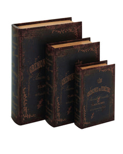 Set of 3 black leather book box