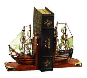 Nautical Coastal Book Ends As Wood Trade Ship