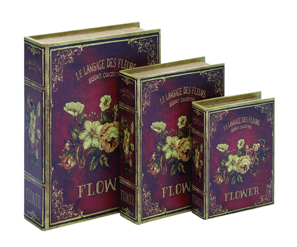 Book Box in Flaunts Delicate Floral Patterns - Set of 3