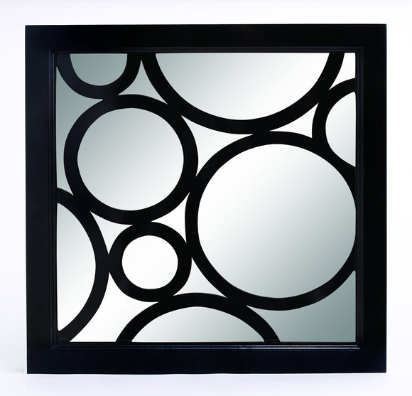 Modern Mirror With Black Circle Frame Patterns