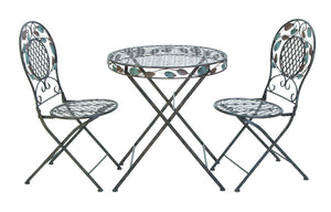 Metal Bistro Set/3 29"W, 27"H Patio Furniture