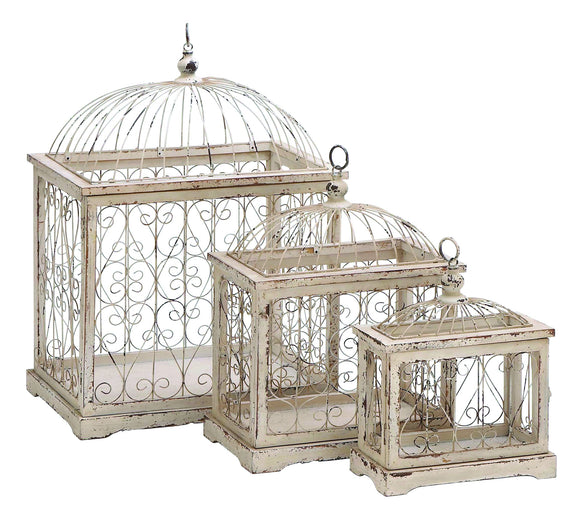 Metal Bird Cage with Celestial Designs - Set of 3