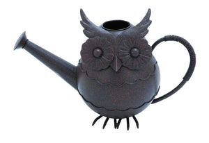 Metal Owl Water Can with Oval Design in Brown Color