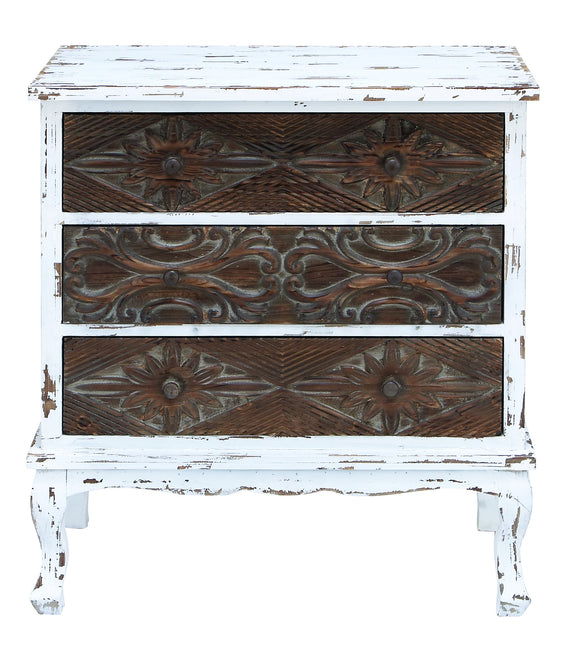 Cabinet with Brown and White Weathered Finish