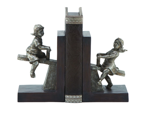 POLYSTONE BOY/GIRL BOOKEND PAIR WITH VERSATILE DECOR APPEAL