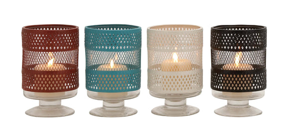 The Mesmerizing Metal Glass Candle Holder 4 Assorted