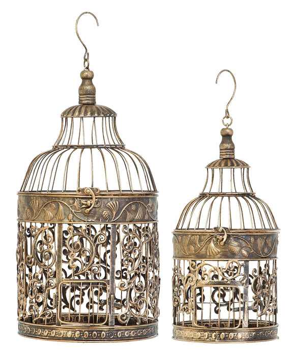 METAL BIRD CAGE S/2 BIRD KEEPING WITH DECOR SENSE