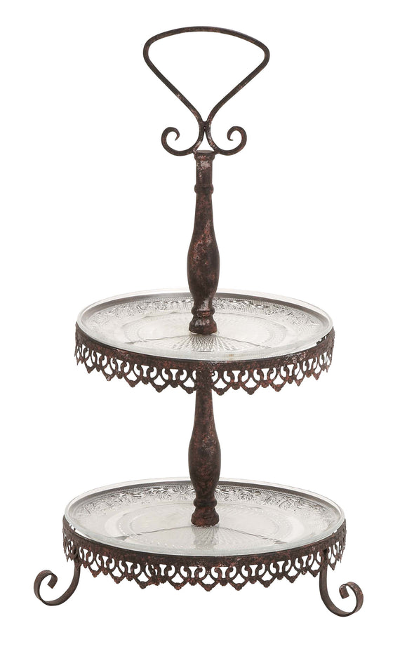 The Cool Metal Glass 2 Tier Tray