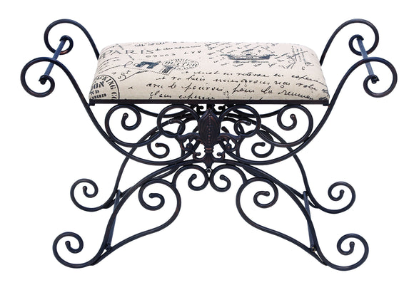 METAL UPOLSTERED STOOL 36 INCHES WIDE