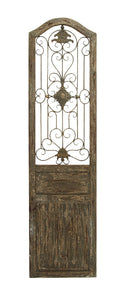 Garden Style Wooden Door With Scrolling Ironwork