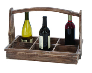 Useful And Portable Wine Bottle Basket With Aged Wood