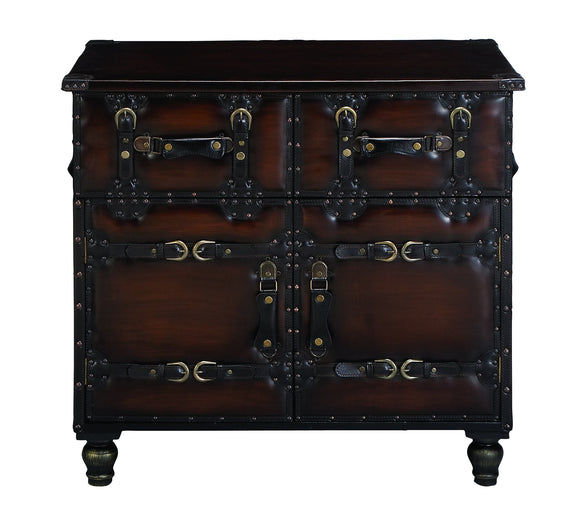 WOOD/LEATHER CHEST DECOR CUM UTILITY