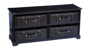 WOOD LEATHER CABINET WITH RECTANGLE TOP