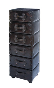 WOOD LEATHER 6 DRAWER CABINET WITH 6 DRAWERS