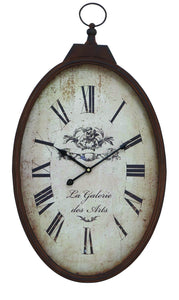 Wall Clock Vintage Style with Roman Numbers in Oval Shape