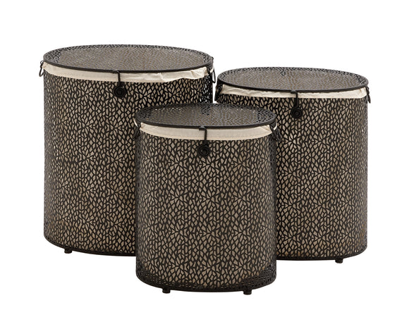 The Charming Set of 3 Metal Oval Hamper