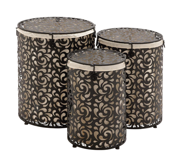 The Bright Set of 3 Metal Round Hamper