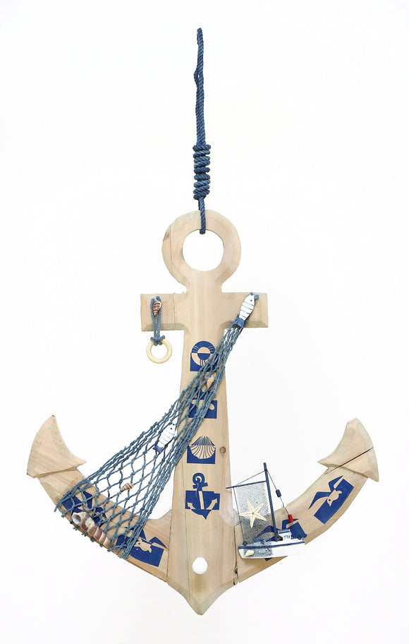 Seaside Nautical Weighing Anchor décor With Fishing Net