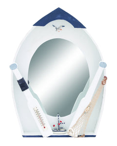 Seaside Nautical Row Boat Mirror décor With Thermometer