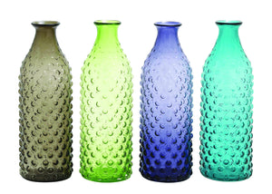 Set of 4 bubble-surfaced glass vase